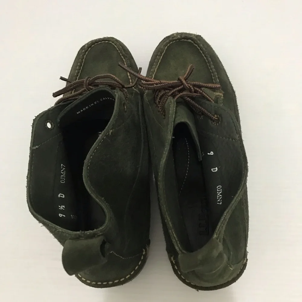 VINTAGE L.L. BEAN GREEN LEATHER LACE UP TRAIL HIKE PACKER CHUKKA BOOTS 9D
